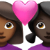 👩🏾‍❤️‍👩🏿 couple with heart: woman, woman, medium-dark skin tone, dark skin tone display on Apple